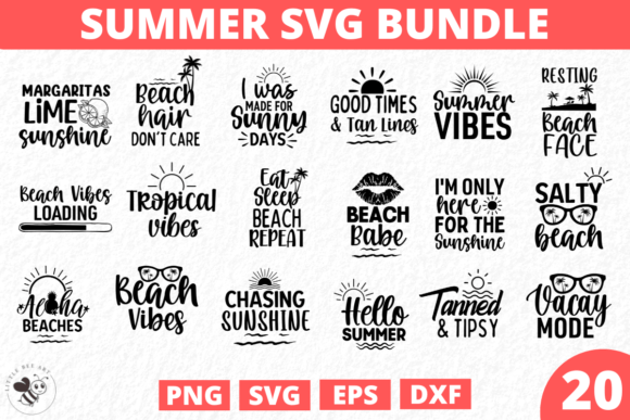 20 Summer SVG Bundle: Graphics for T-Shirt Designs