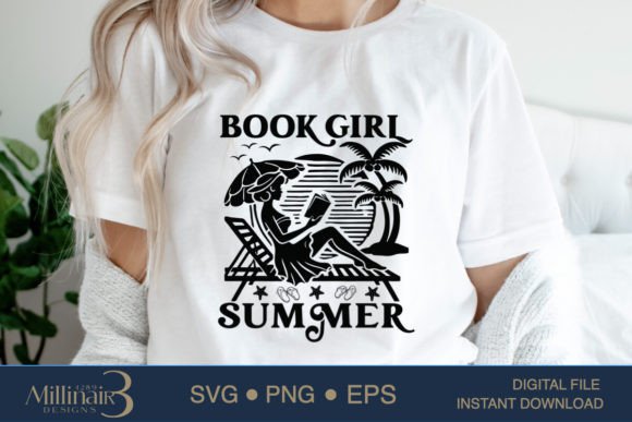 Book Girl Summer Vintage SVG