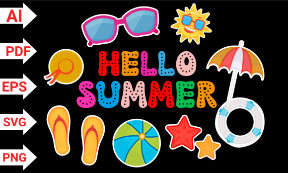 Hello Summer Retro PNG