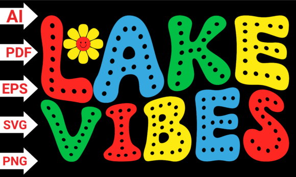 Lake Vibes Retro Summer Holiday Graphics