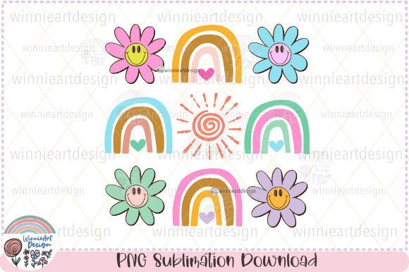 Summer Spring Flower Daisy Retro Rainbow Graphics