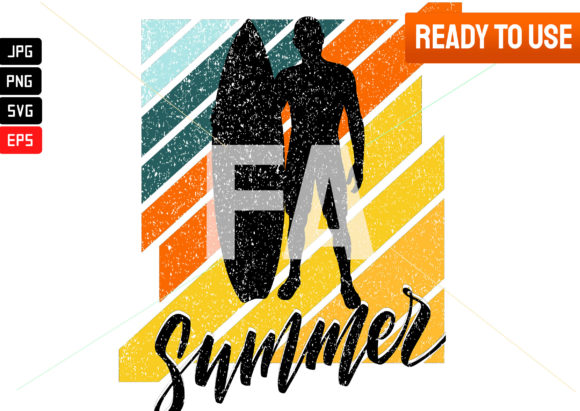 Summer T-Shirt Sunset for Surfers: Graphics and Print Templates