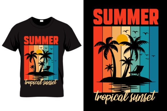 Summer Tropical Sunset T-shirt Design Graphics