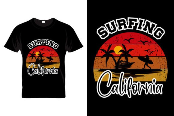 Surfing California Summer T-shirt Design