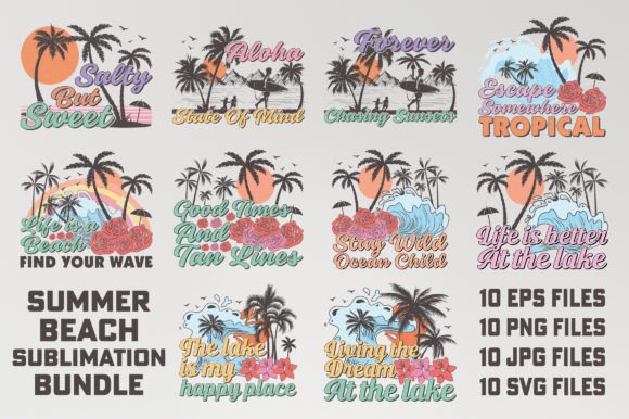 Vintage Summer Beach Sublimation Bundle